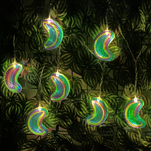 Guirnalda de Luces Solares con Forma de Luna Creciente Iridiscente, 10 LED, Decoración de Jardín para Exteriores, Luces Solares con Estaca para Jardín - Product Image 5
