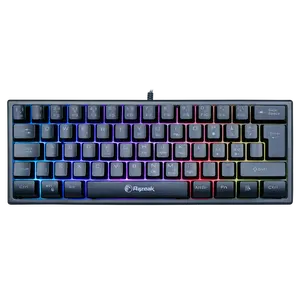 Razeak 인체 공학적 게임 키보드 영국 레이아웃 QWERTY 표준 유선 RGB 백라이트 PC 게이머를위한 미니 휴대용 62 키 멤브레인 키패드