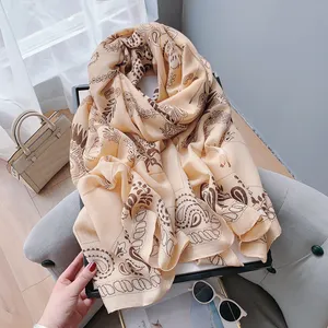 2023 Wholesale Scarf Women Luxury Cotton Hijab Head Scarves Bandana Female Foulard Shawls And Wraps