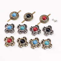 Conchos métalliques décoratifs avec vis, style pièce de monnaie, ornés de cristaux pour ceintures et accessoires