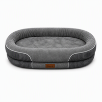 Coussin ovale pour chien, extérieur en velours côtelé, intérieur en mousse alvéolée, base antidérapante en caoutchouc, housse orthopédique amovible et lavable, OEM
