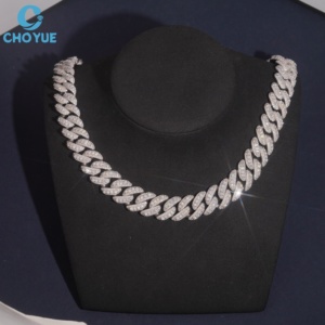 Collar de Plata de Ley S925 con Eslabones Cubanos, Estilo Celebridad, con Incrustaciones de Moissanita, Joyería de Regalo de Moda Urbana Hip Hop Clásica - Product Image 5