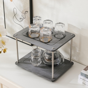 Tapete Absorbente de Agua para Secar Platos, Organizador de Fregadero de 2 Niveles, Escurridor de Platos de Diatomita para Encimera, Escurridor de Vasos - Product Image 1