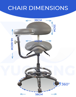 Tabouret ergonomique pour dentiste avec revêtement en cuir PU, accoudoirs réglables en hauteur, chaise pivotante pour dentiste