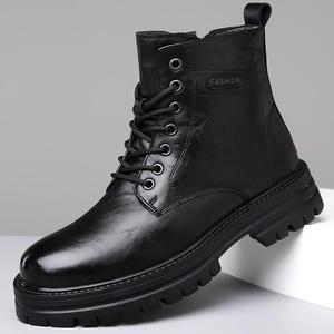 Martin <b>Boot</b> <b>Men</b> Ankle Round Toe Flat Heel Leather Anti Slippery Lace Up <b>Work</b> Shoe Winter Fashion - Product Image 1