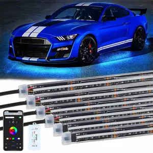 Nueva llegada COB Underglow IP68 Impermeable RGBIC LED Car Under Glow APP Control 6 PCs Chasing Underbody Light Kit para coches