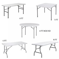 Table pliante ronde en plastique léger de 32 pouces avec dessus imperméable pour salle à manger, hôtel et salon pour pique-nique en plein air