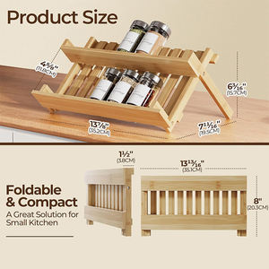 WDF 2단 휴대용 양념통/향신료 랙, 대나무 접이식 주방 향신료 선반 - Product Image 2