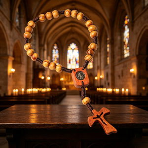 dama de acrílico de colores con san benito elegantes hermosos de lujo accesorios para hacer grandes religioso católico rosario - Product Image 1