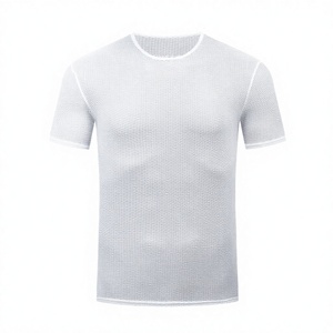 Camiseta Deportiva de Manga Corta para Hombre, Blanca, Transpirable, de Poliéster, para Verano - Product Image 1