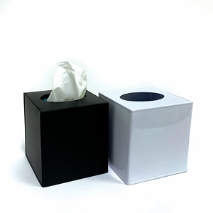 Elegante caja de pañuelos de laca hecha a mano soporte de servilleta decorativa con acabado brillante para uso en el hogar y la Oficina - Product Image 4