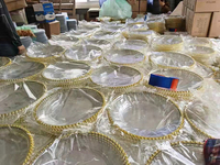 Assiettes de décoration pour fête de mariage, service de vaisselle, plusieurs couleurs, or rose, argent, assiettes de présentation en plastique pour décorations de table événementielles