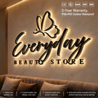 Enseigne lumineuse LED personnalisée pour salon de beauté et coiffure Haolit – Lettres encastrées rétroéclairées pour entreprise
