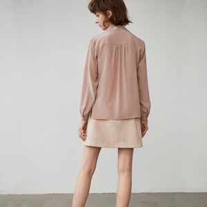 Chemises <span class=keywords><strong>en</strong></span> <span class=keywords><strong>soie</strong></span> véritable 100% satin de mûrier de haute qualité <span class=keywords><strong>rose</strong></span> personnalisées pour femmes avec manches longues - Product Image 6