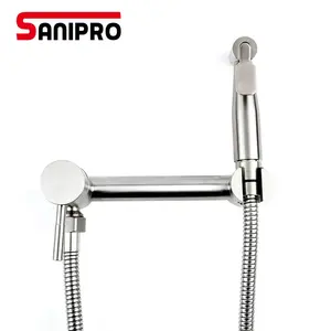 SANIPRO wc in ottone a scomparsa rubinetto a spruzzo per Bidet caldo e freddo Set bagno nichel spazzolato spruzzatore tenuto in mano Shattaf Bidet