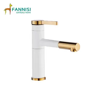 Luxury modern bathroom basin faucet gold and white color sink water tap wash basin faucet mixer