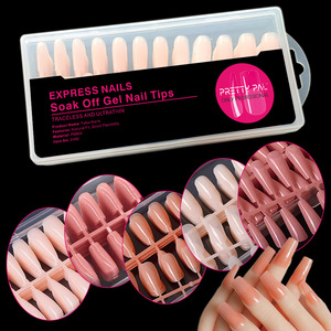 240 faux ongles cercueil à presser, couleur nude rose, couvrance totale, en gel soak-off, pour salon de manucure - Product Image 1