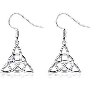 Ensemble de bijoux en argent sterling 925 avec nœud celtique irlandais Claddagh et zircon, cadeau de mariage et d'anniversaire, collier/boucles d'oreilles/bague unisexe - Product Image 4