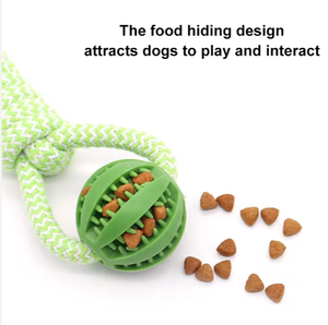 Küçük hayvanlar için lüks çevre dostu naylon pamuk halat çiğnemek oyuncak dayanıklı TPR kauçuk topu diş dayanıklı sızdıran sevimli - Product Image 3