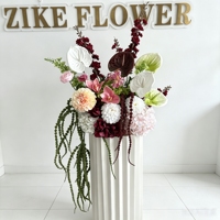 Fleur artificielle de luxe réaliste en soie bordeaux Anthurium et Hortensia, pour centre de table floral, décoration de pilier d'allée de mariage et arrangements à haute exposition