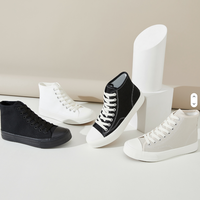Chaussures en toile noires à prix bas personnalisées, tendance, à la mode, à tige haute, dernier design, pour femmes