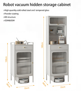 Mueble Moderno de Acero para Guardar el Robot Aspirador con Puertas de Vidrio - Mueble para el Hogar que Ahorra Espacio - Product Image 2