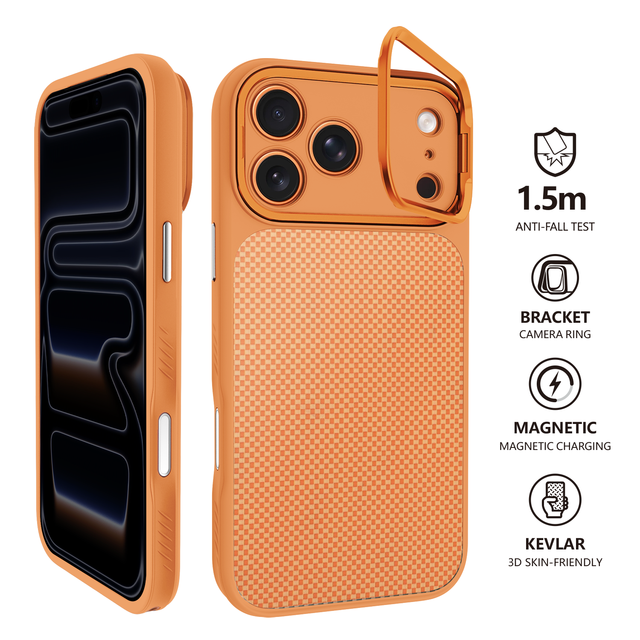 Beelan Luxury iPhone 18 Carbon Fiber Bracket Magnet Phone Case with Tempered Glass Mobile Phone Cover for iPhone 17 18 Pro Max