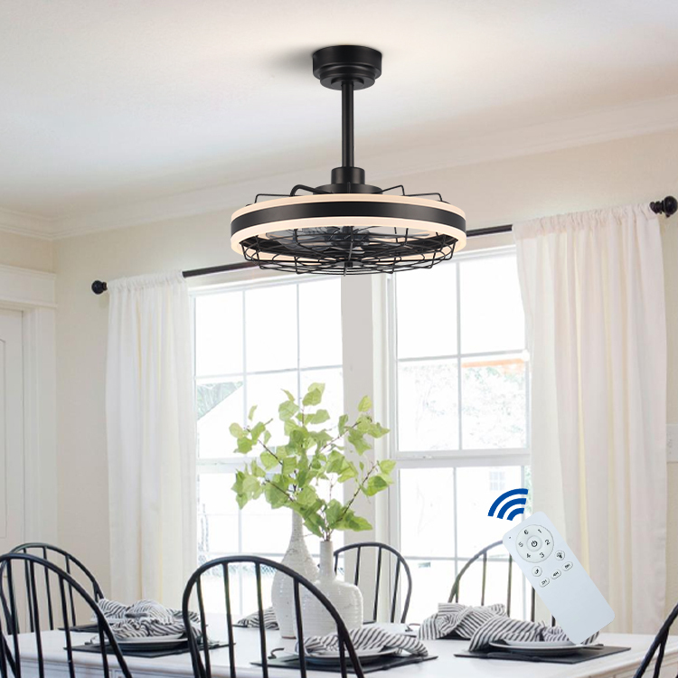 Hot Selling Contemporary Design Dimmable Bedroom Iron Remote Control Led Ceiling Fan Light