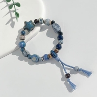 JINGDEZHEN-Bracelet en céramique bleu ciel étoilé, nouveau bijou étudiant de style chinois, bracelet en céramique, bijoux cadeau étudiant