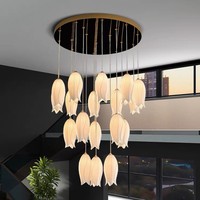 Lustre LED en céramique blanche FireLux pour projet personnalisé de décoration intérieure, idéal pour villa, hôtel, salon