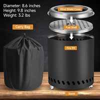 Poêle à bois portable pour le camping, poêle de camping en acier inoxydable, foyer rond à bois pour le camping en plein air, les pique-niques et les voyages