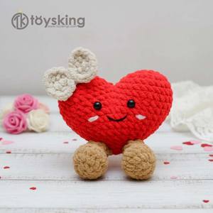 Patron au crochet en forme de cœur mignon - Comment crocheter un cœur en peluche <span class=keywords><strong>Amigurumi</strong></span> - Cadeau de la Saint-Valentin <span class=keywords><strong>facile</strong></span> à réaliser - Poupée cœur en chenille - Product Image 3