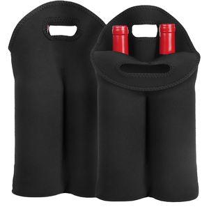 Ensemble de deux manchons isolants pour bouteilles de vin rouge avec poignée, plusieurs couleurs disponibles, portable pour l'extérieur - Product Image 1