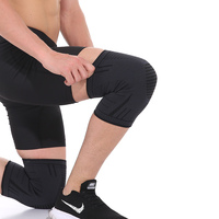 Genouillère élastique de soutien, bandage de compression, genouillères longues pour le volleyball, genouillère en silicone noir, meilleur genouillère de sport