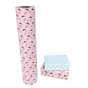 Custom Eco-Friendly Ice Cream Pattern Gift <b>Wrap</b> <b>Paper</b> <b>Roll</b> Double-Sided Coated Recyclable 100GSM Digital Printing <b>Paper</b> - Product Image 1