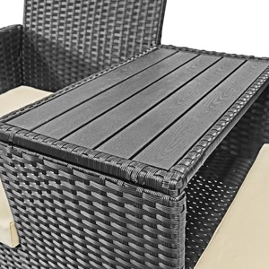 Banc <span class=keywords><strong>de</strong></span> jardin en poly rotin <span class=keywords><strong>2</strong></span> places avec table au milieu, coussin résistant aux intempéries, banc <span class=keywords><strong>de</strong></span> cinéma pour <span class=keywords><strong>balcon</strong></span> <span class=keywords><strong>de</strong></span> jardin, noir - Product Image 3