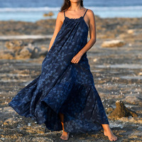 Nouvelle robe d'été bohème à imprimé volanté, robe maxi hawaïenne personnalisée en lin et coton doux
