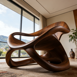 Sillón Moderno de Fibra de Vidrio con Diseño Artístico de Lujo, Silla Escultural de FRP con Asiento Reforzado de Alta Resistencia - Product Image 5