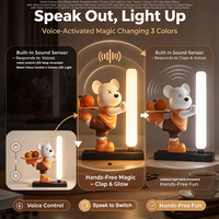Statue d'ours en résine avec commande vocale, lumière LED 3 couleurs, plateau doré pour décoration de salon ou café