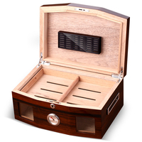 Humidificateur en bois de finition piano de qualité supérieure Boîte de rangement pour cigares en bois recyclable faite à la main avec serrure et vitres Étui à cigares haut de gamme