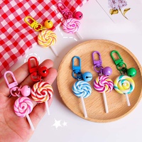 Porte-clés sucette arc-en-ciel créatif-Porte-clés alimentaire réaliste en forme de bonbon en argile polymère fait à la main pendentif en résine acrylique doux