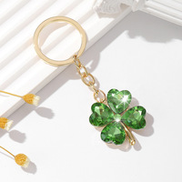 Mini porte-clés trèfle à quatre feuilles en cristal avec strass, pendentif brillant pour sac, breloque de sac à main pour femme, accessoire de mode quotidien, cadeau