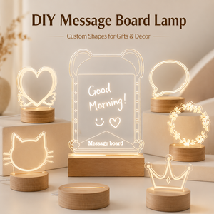 Modern Acrylic LED <b>Message</b> <b>Board</b> Light DIY Memo Writing Lamp Wooden Stand Desktop Gift For Home Decor - Product Image 1