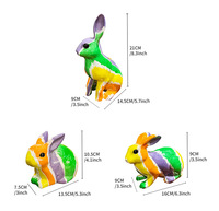Statue de lapin moderne en résine, faite à la main, style graffiti, jouet artistique animalier, avec impression par transfert d'eau colorée, figurine de rue pour la maison et le bureau