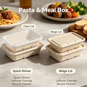 Boîte à emporter jetable légère et compostable de 550 ml, avec couvercle de différents styles, en promotion - Product Image 2