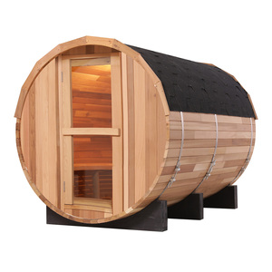 Promoción de almacén de EE. UU. 4-6 personas Sauna de barril de cedro de madera al aire libre con kit de sauna de barril a la venta - Product Image 1