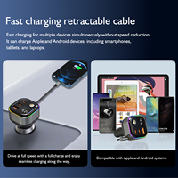Chargeur de voiture rétractable à charge rapide de type C 12-24V avec indicateur lumineux LED et garantie d'un an