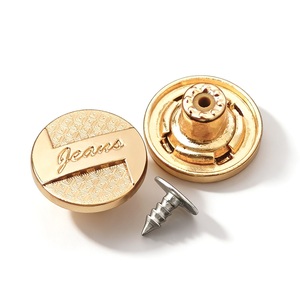 Golden Plating Jeans <b>Buttons</b> and Rivets Zamac Custom Brand Logo Pattern Jacket gold metal <b>buttons</b> for Jeans Denim Clothing - Product Image 6