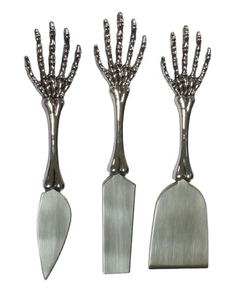 ユニークなスケルトンハンド亜鉛合金キッチンナイフセット (3ピース)-家庭用 & パーティー装飾用の創造的なチーズ切削工具 - Product Image 1