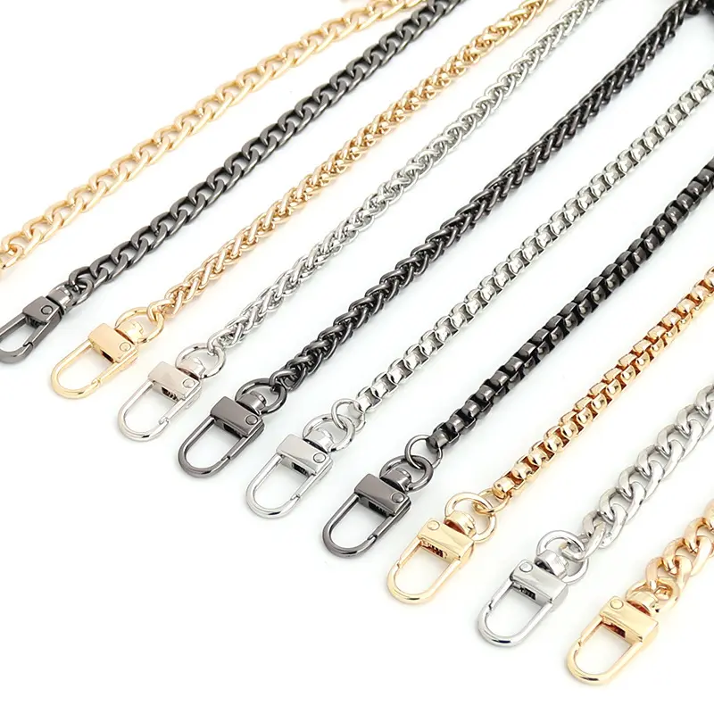 PandaHall 4 Strands 46 Inch Iron Curb Chain Strap Handbag Chains Accessories Purse Straps Shoulder Cross Body Replacement Straps with 10 pcs Colorful Faux Suede Tassel Pendants 